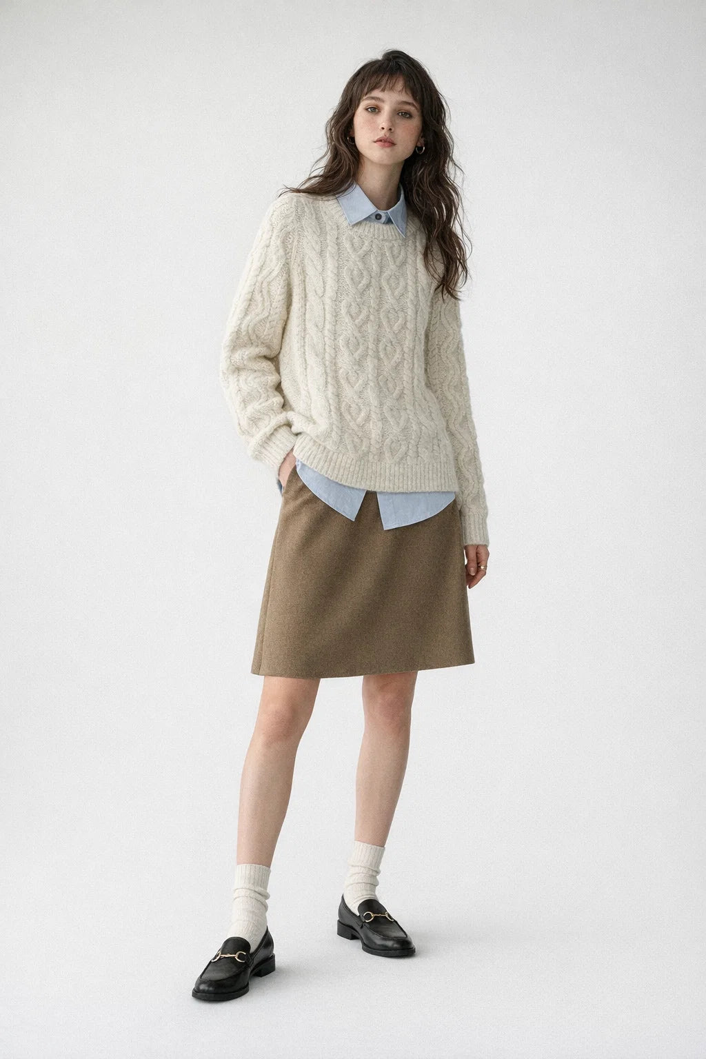 Women’s Cable Knit Crewneck Sweater